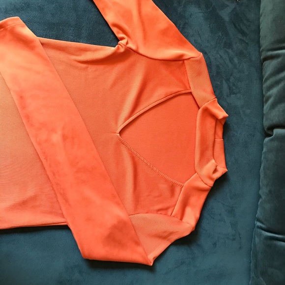 Zara Orange Ribbed V-Neck Choker Top - Picture 6 of 7